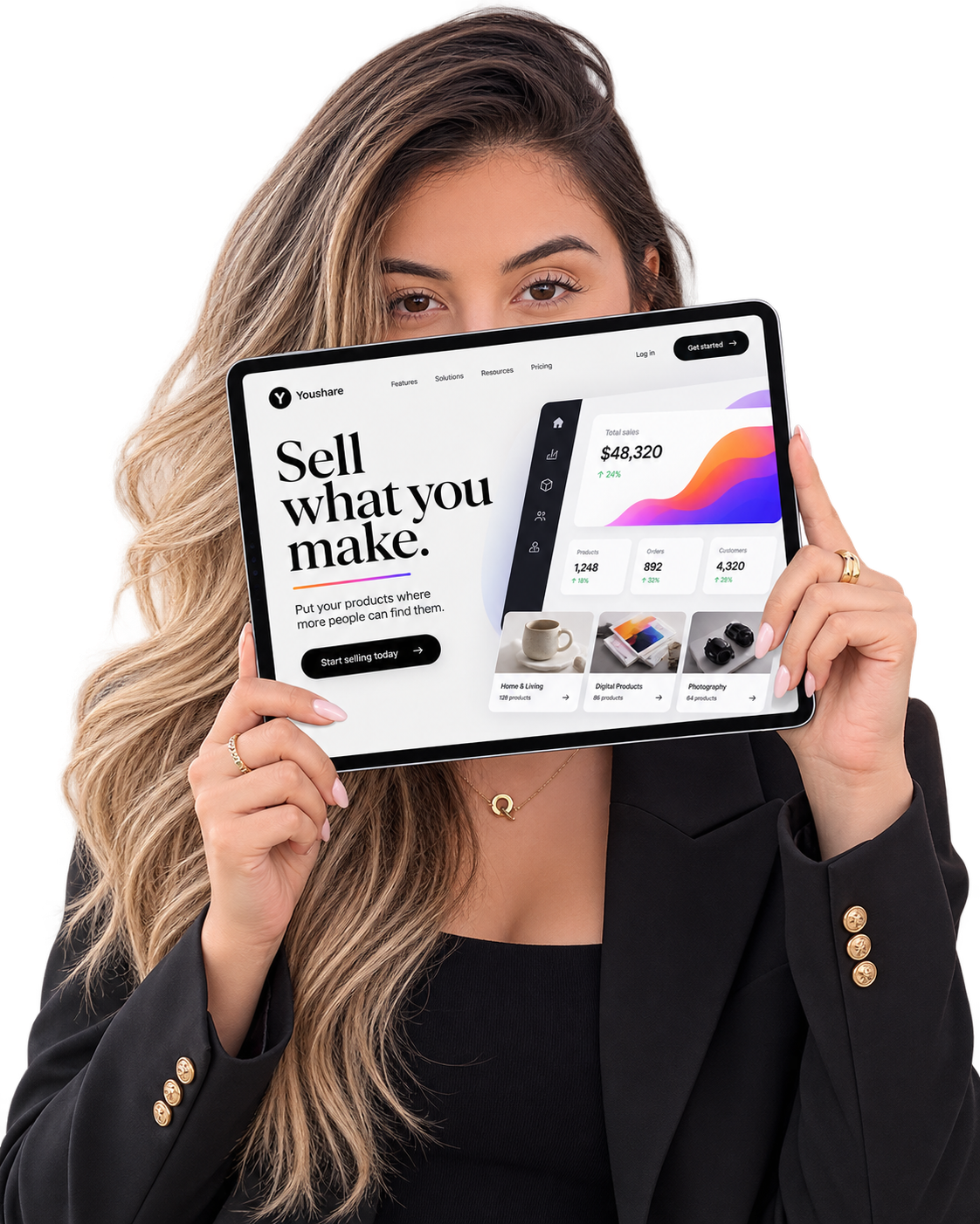 Businesswoman holding a tablet